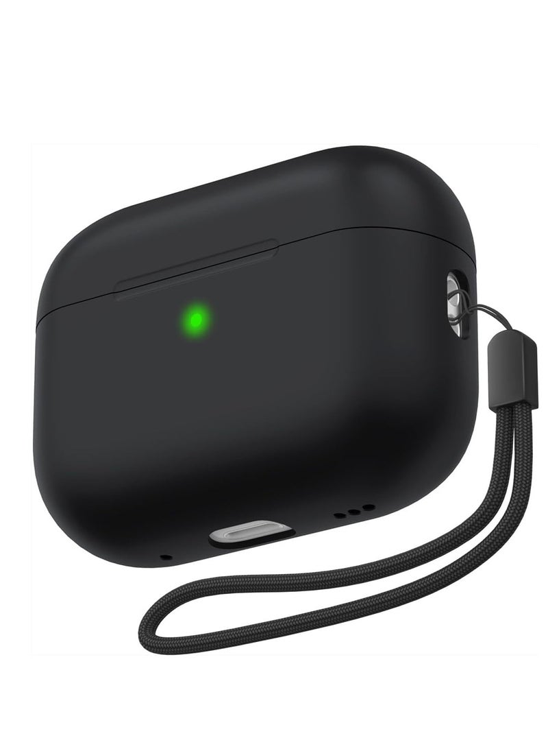 KASTWAVE Air Pods Pro 2 Case Cover 2022 Premium Silicone Case Cover With Lanyard Fully Protective With Front Led Visible Black - Image 1