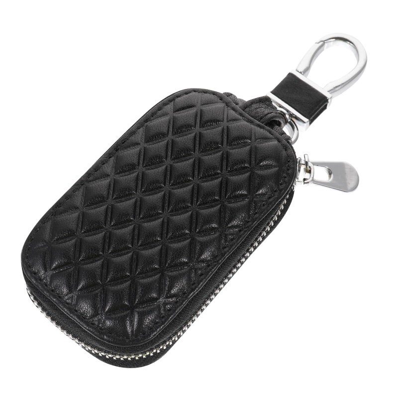 Universal Black Leather Car Key Cover Protective Case Fob Sleeve Automotive Interior Accessory - Image 2