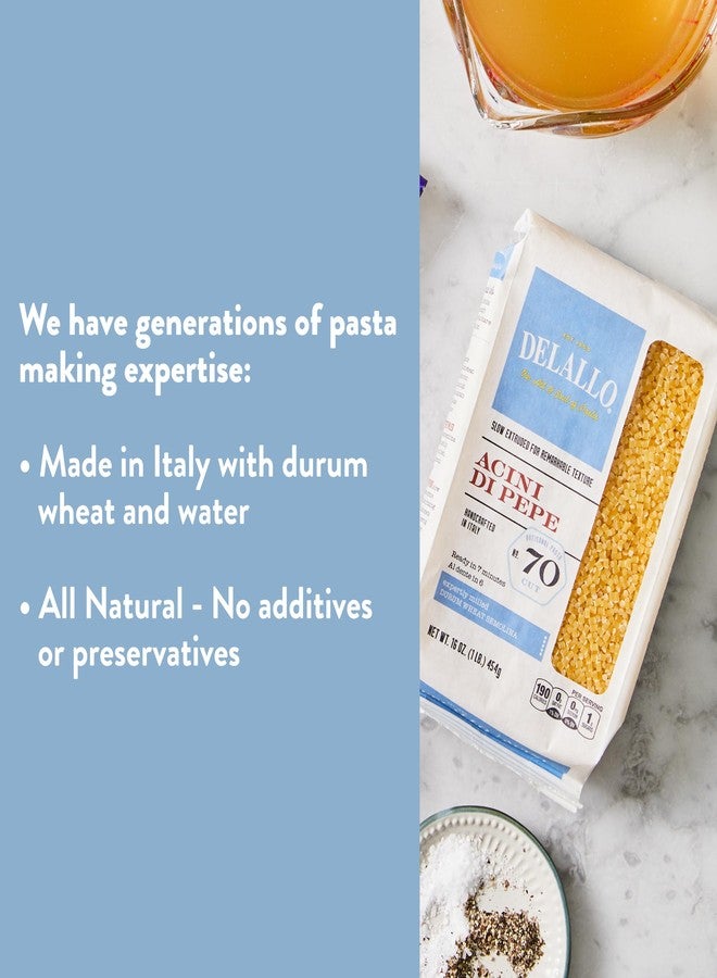 DeLallo Acini di Pepe Pasta, Pastina from Italy, Bronze Cut, Made Only with 100% Durum Wheat Semolina Flour, All Natural, Kosher, Non-GMO, Vegan, 1 Pound Bag, (7 Pack) - Image 2