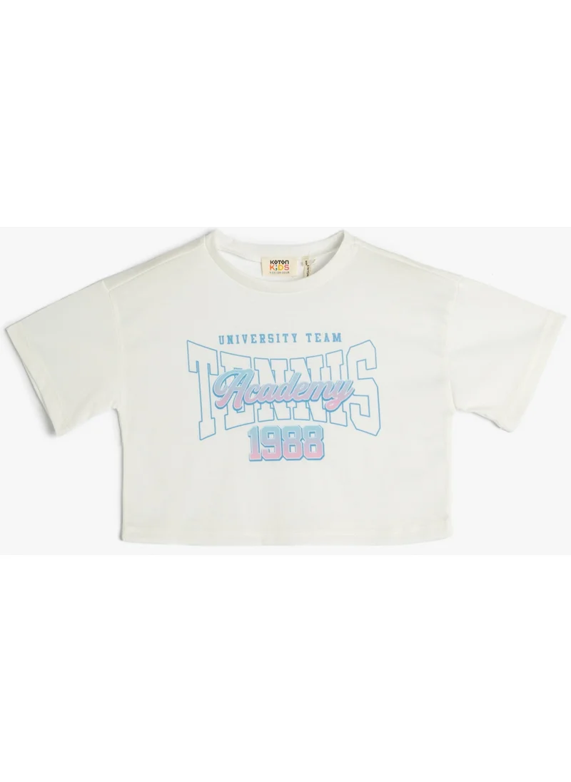 كوتون Crop Oversize T-Shirt Short Sleeve Crew Neck Printed