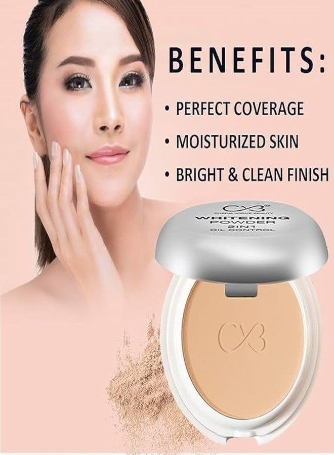 CVB Whitening Compact Powder 2 in 1 C30 - 20g | Oil Control & Brightening Face Powder | Long-Lasting Matte Finish Compact for All Skin Types (White Ivory, M) - Image 3