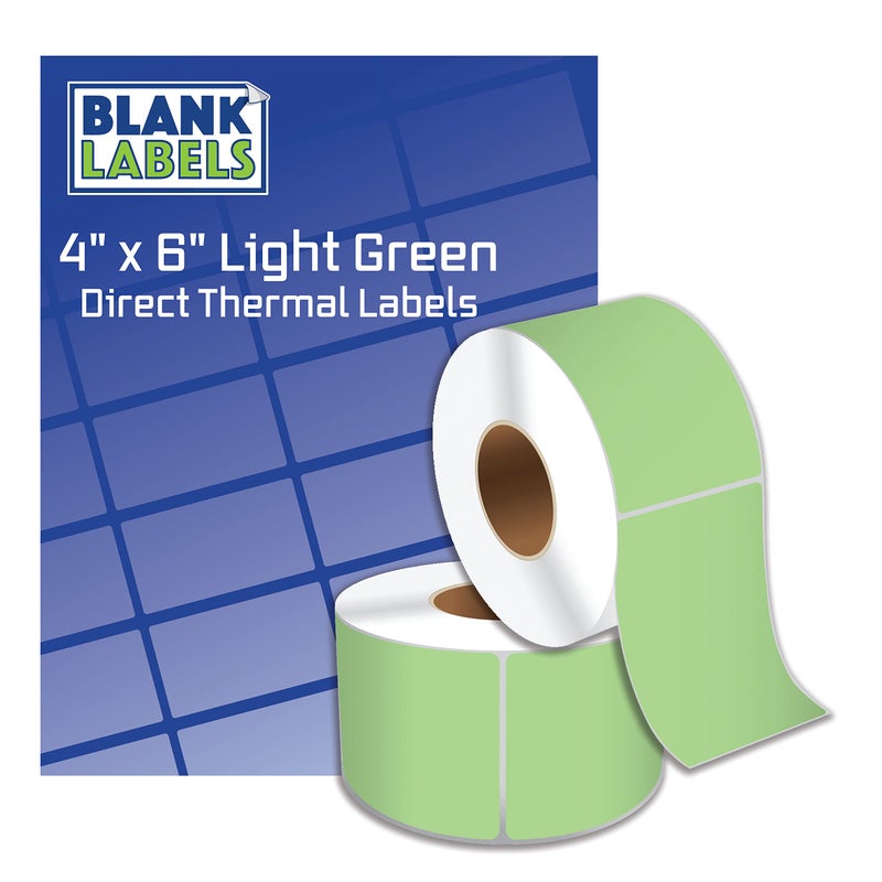 Blank Labels 4 X 6 Direct Thermal Shipping Labels Green Pastel Color 4 Rolls of 250 Works with Zebra Printers 2844 ZP450 ZP500 ZP505 Shipping Labels 1000 Total Green