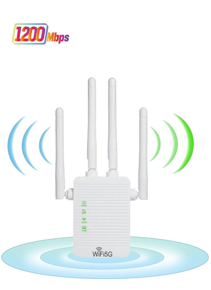 GUDOO WiFi Extender WiFi Range Extender Signal Enhancer 5G 1200Mbps Dual Frequency Mini Compact Internet Booster for Home, Wireless Signal Repeater  - Image 1