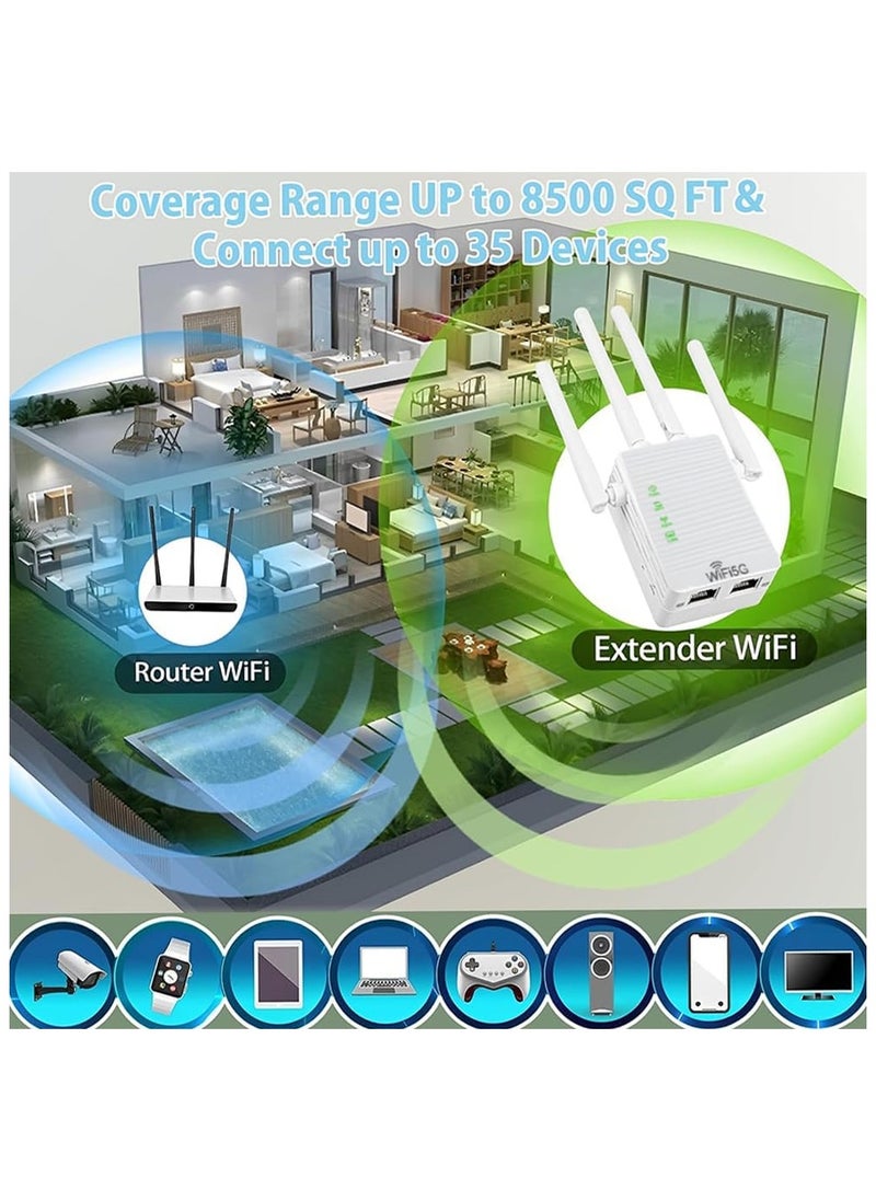 GUDOO WiFi Extender WiFi Range Extender Signal Enhancer 5G 1200Mbps Dual Frequency Mini Compact Internet Booster for Home, Wireless Signal Repeater  - Image 3