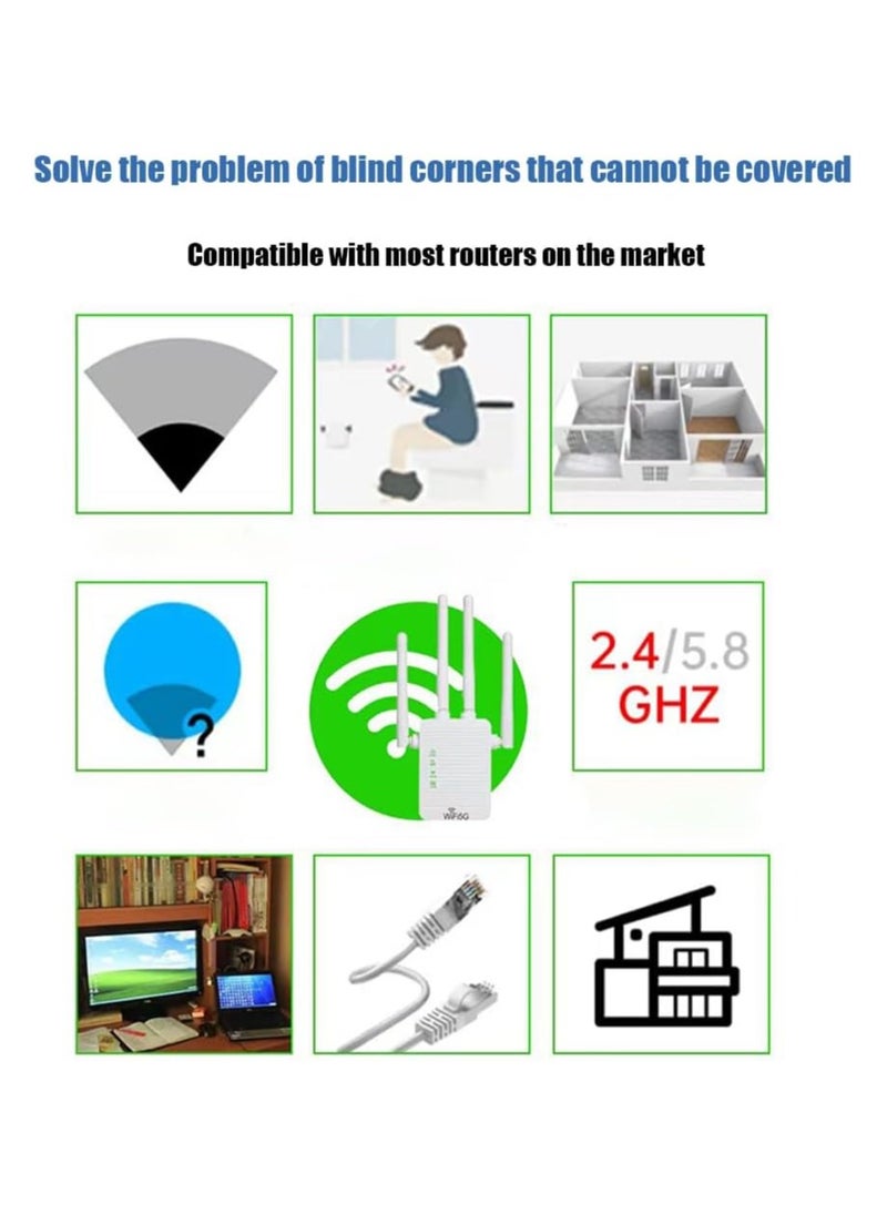GUDOO WiFi Extender WiFi Range Extender Signal Enhancer 5G 1200Mbps Dual Frequency Mini Compact Internet Booster for Home, Wireless Signal Repeater  - Image 5