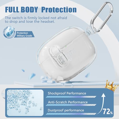 Wowwat for JBL Vibe 200TWS/JBL Vibe Beam Case with Lock,TPU Transparent Protective Case Cover for Men Women with Cleaner Kit and Keychain Compatible with JBL Vibe Beam 2 (2025)- Clear - Image 4