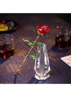 Rayberro Artificial Crystal Rose Flower with Clear Glass Vase Eternal Unfading Rose Flowers with Elegant Gift Box Romantic Gift for Her Women Girl Mother Wife Girlfriend On Birthday Anniversary  - Image 1