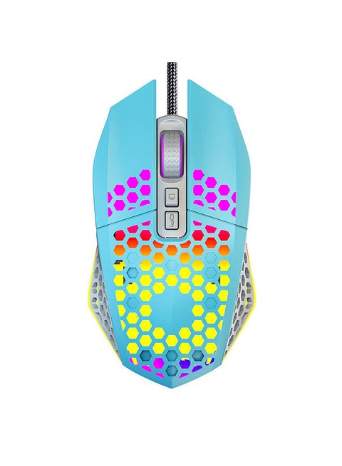 Wired RGB Backlit 8000 DPI Gaming Mouse 7 Programmable Buttons 6 Adjustable DPI Levels Back-to-desktop Button, Blue