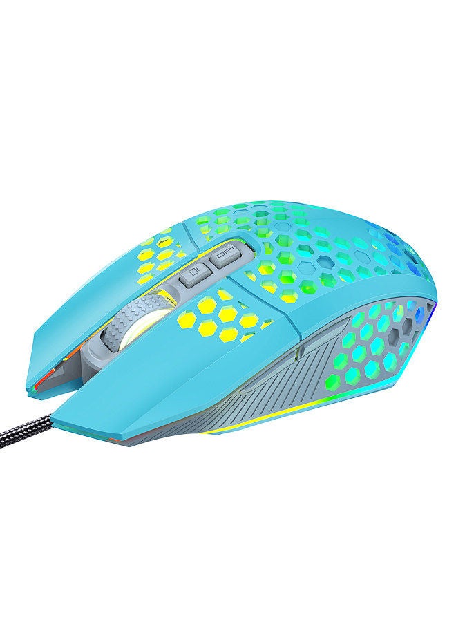 Wired RGB Backlit 8000 DPI Gaming Mouse 7 Programmable Buttons 6 Adjustable DPI Levels Back-to-desktop Button, Blue