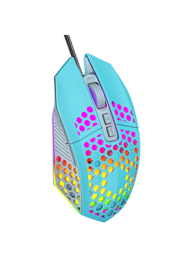 Wired RGB Backlit 8000 DPI Gaming Mouse 7 Programmable Buttons 6 Adjustable DPI Levels Back-to-desktop Button, Blue