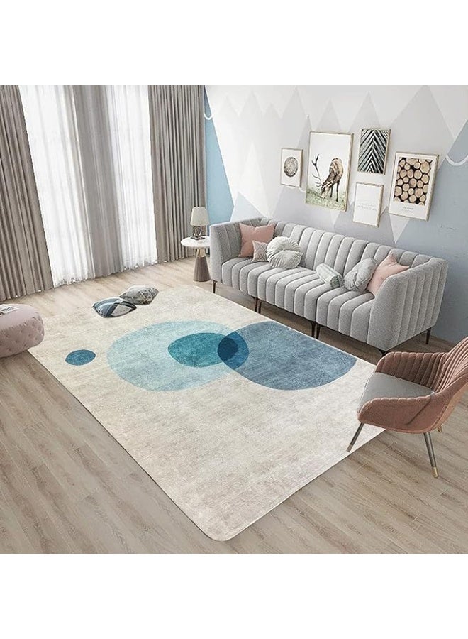 MIXDE Area Rug Short Pile Living room Carpet Modern Geometric Design Rugs Circular Pattern Rug Non-slip Decorative Rugs for Bedroom(120x160cm) - Image 3