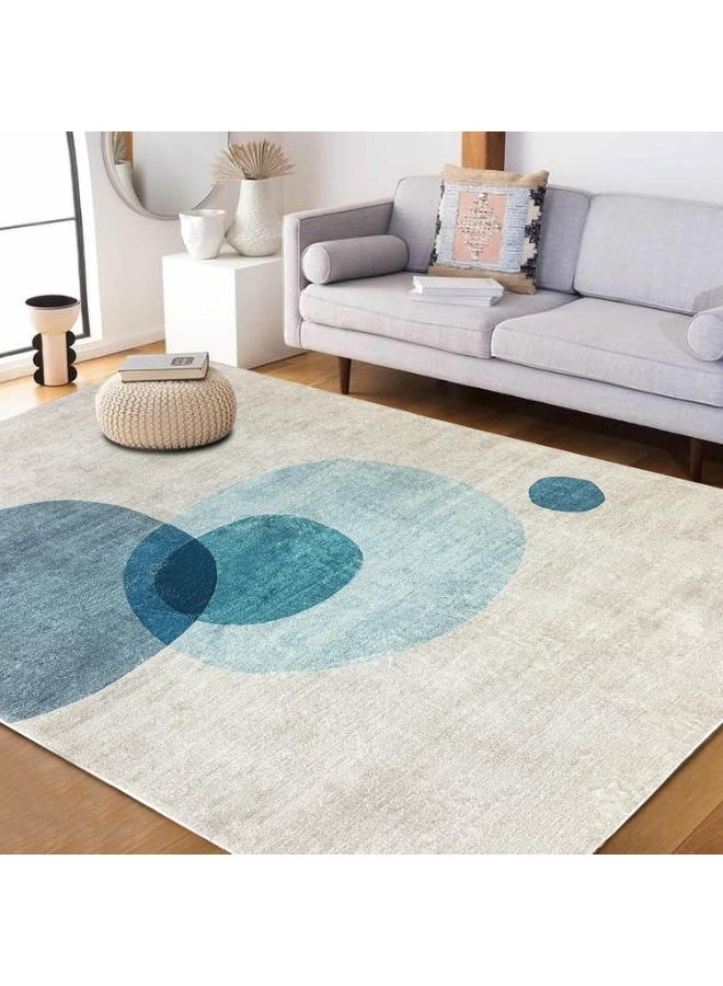 MIXDE Area Rug Short Pile Living room Carpet Modern Geometric Design Rugs Circular Pattern Rug Non-slip Decorative Rugs for Bedroom(120x160cm) - Image 2