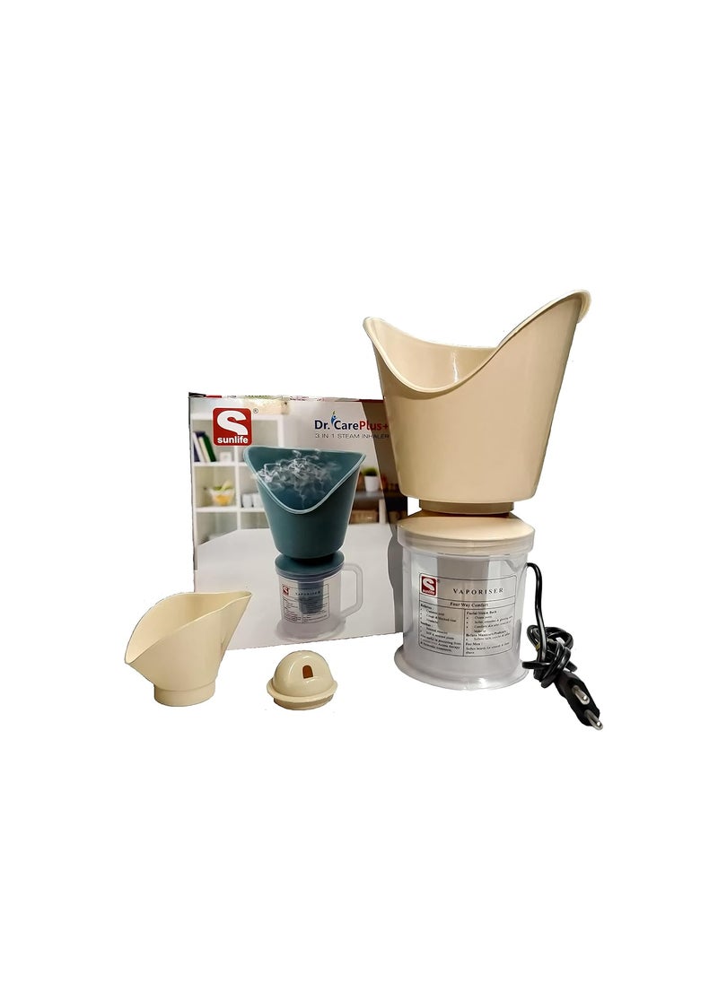 SUNLIFE SUNLIFE DrCare Plus 3 in 1 Steam Inhaler Vaporizer Nose Steamer Cough Steamer Nozzle Inhaler Nose vaporizer machine for cold and cough Beige  - Image 1