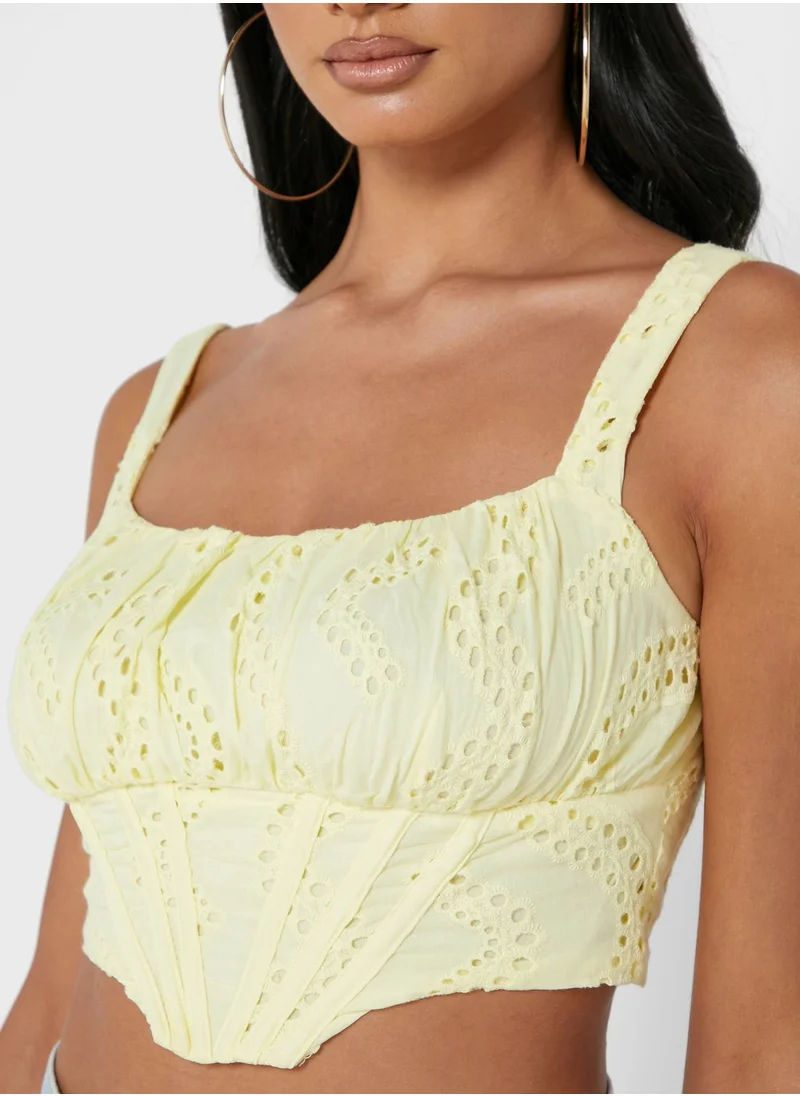 Missguided Petite Broderie Corset Top