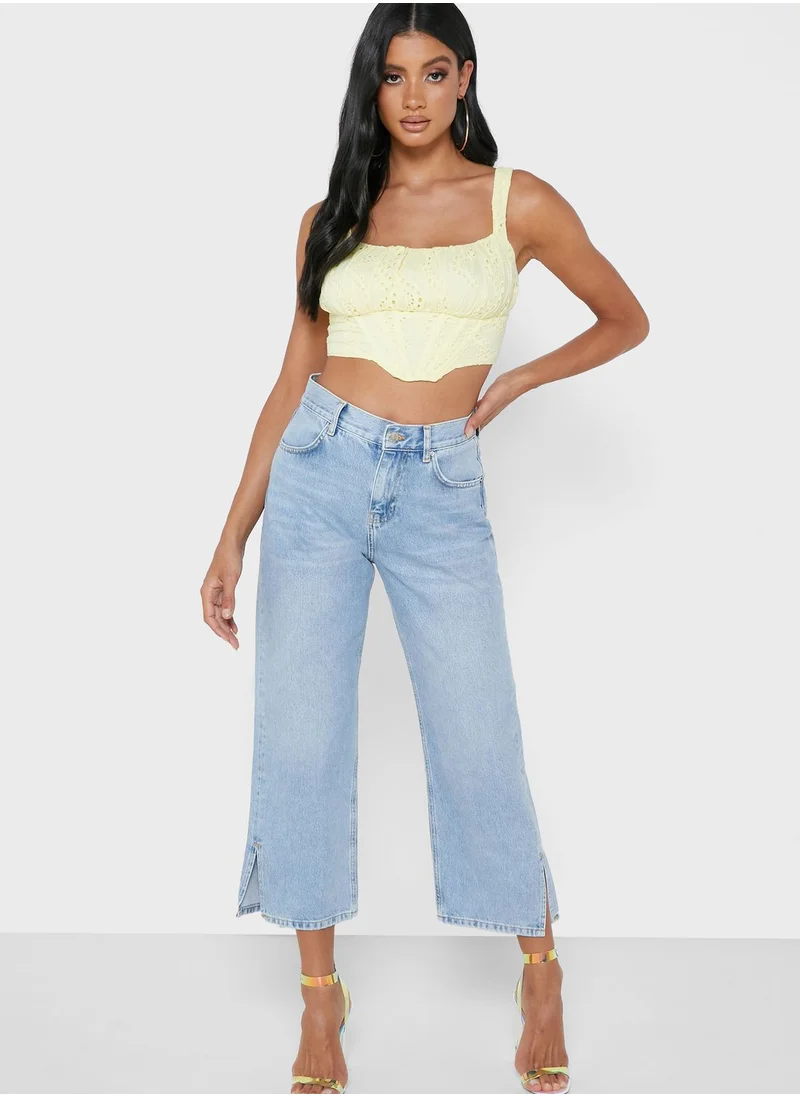 Missguided Petite Broderie Corset Top