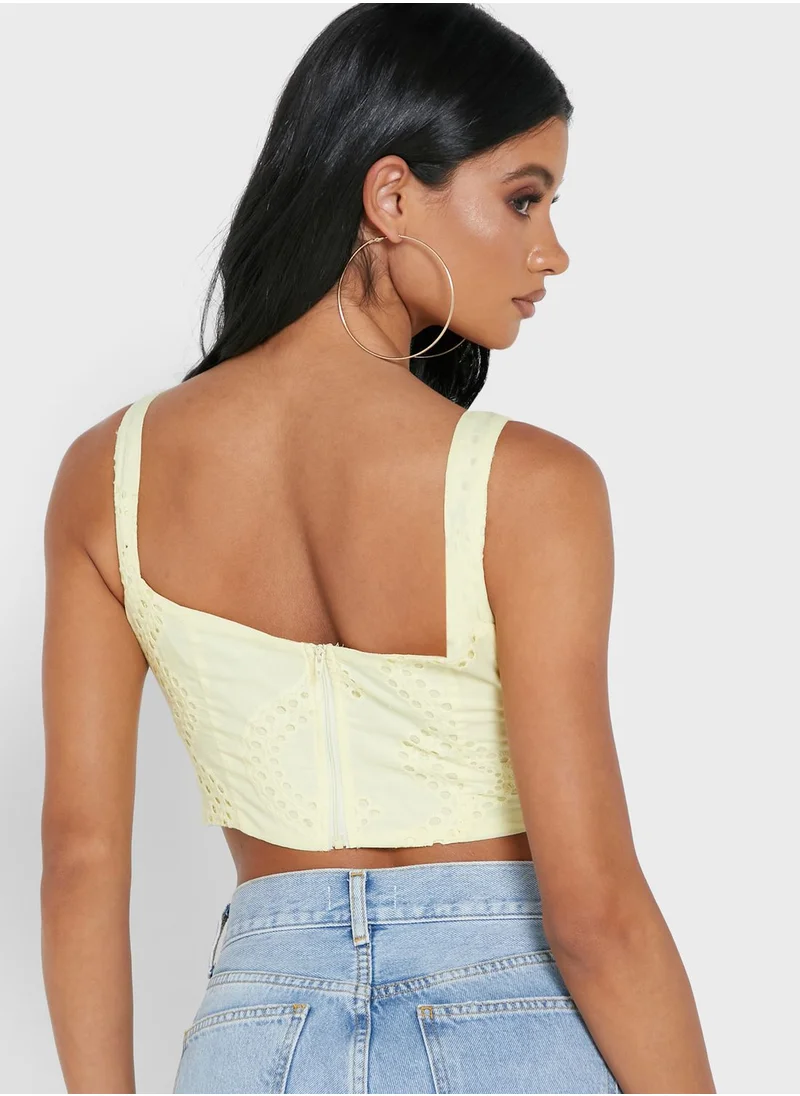 Missguided Petite Broderie Corset Top