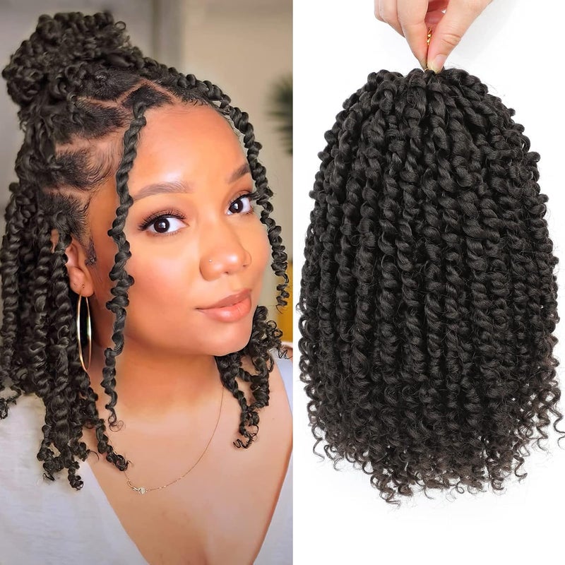 Passion Twist Hair - 8 Packs 10 Inch Passion Twist Crochet Hair For Women, Crochet Pretwisted Curly Hair Passion Twists Synthetic Braiding Hair Extensions (10 Inch 8 Packs, 4)