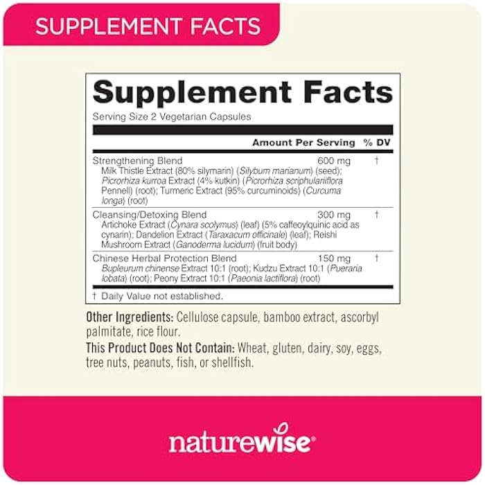 NatureWise Liver Balance Detox Supplement - Triple Repair Formula with Milk Thistle, Dandelion, Turmeric, Artichoke, Reishi Mushroom & Kudzu, - Vegan - 120 Capsules[60-Day Supply] - Image 3