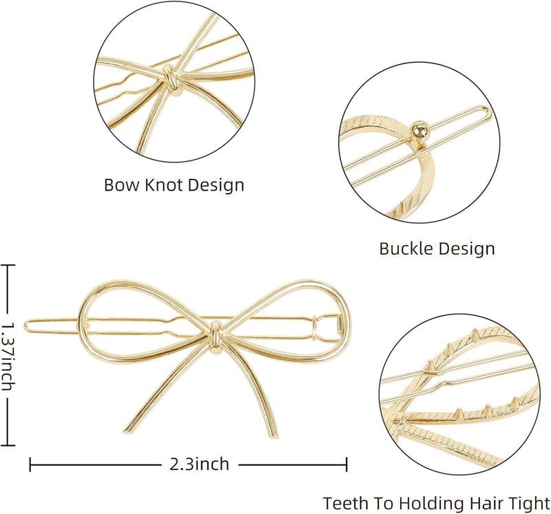4Pcs Metal Hairpins with Minimalist Bows, Stylish and Elegant Hair Accessories for Women and Girls - Image 2