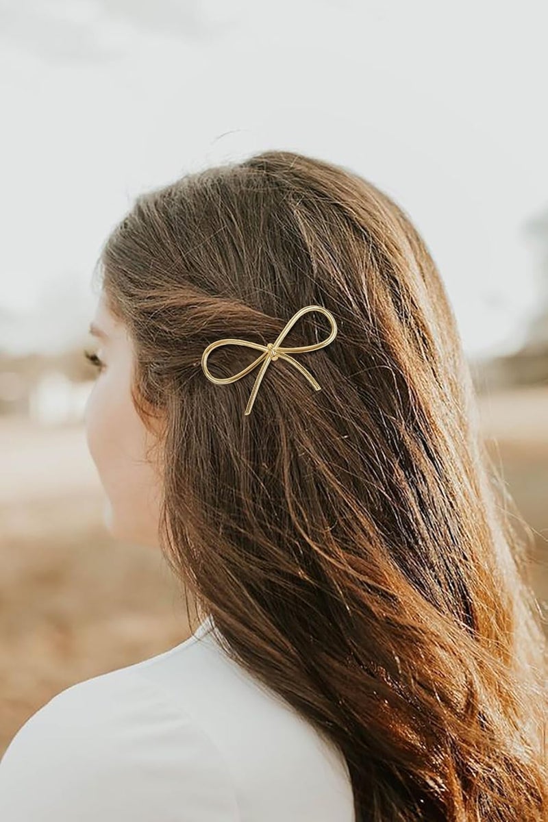4Pcs Metal Hairpins with Minimalist Bows, Stylish and Elegant Hair Accessories for Women and Girls - Image 4
