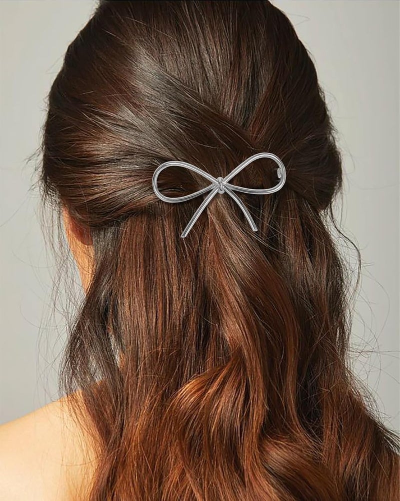 4Pcs Metal Hairpins with Minimalist Bows, Stylish and Elegant Hair Accessories for Women and Girls - Image 3