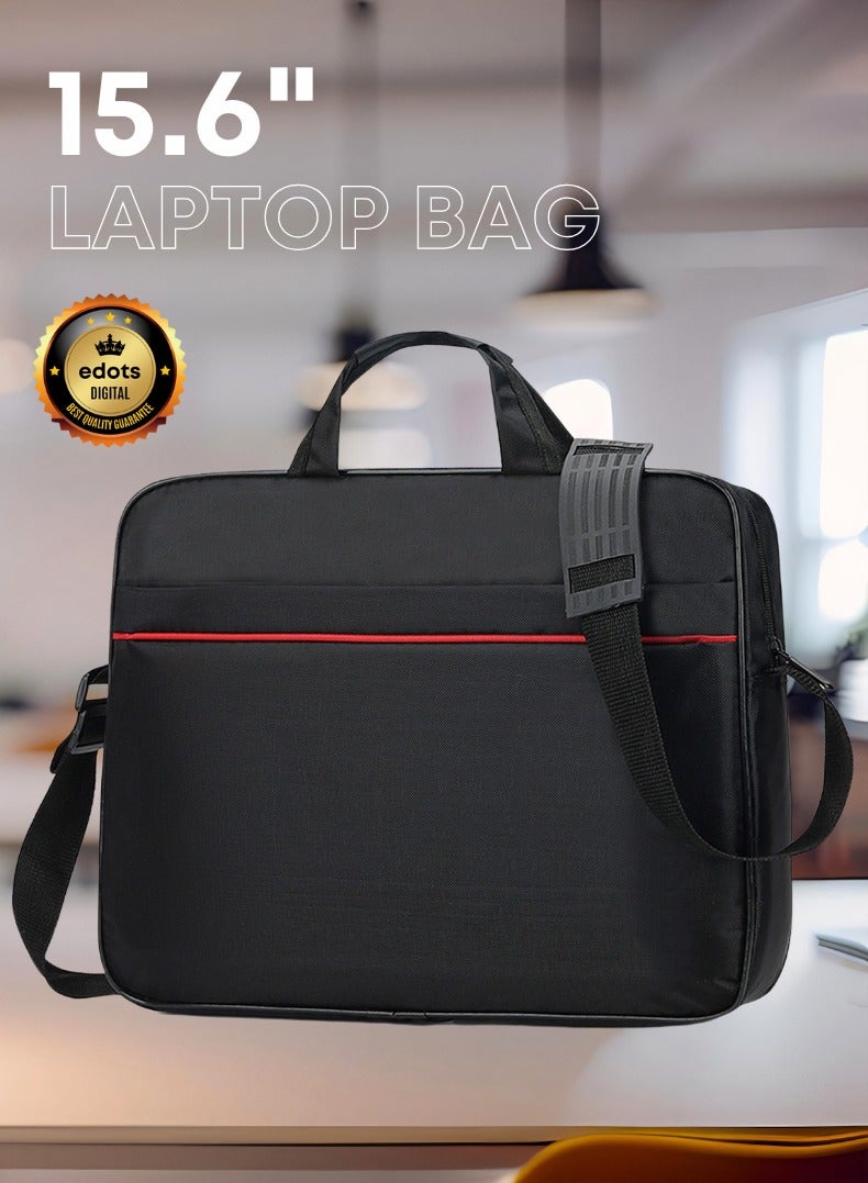 Edots 15.6" Expandable Laptop Briefcase | Sleek & Professional Laptop Bag - Black  - Image 1