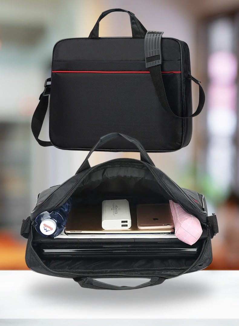 Edots 15.6" Expandable Laptop Briefcase | Sleek & Professional Laptop Bag - Black  - Image 3