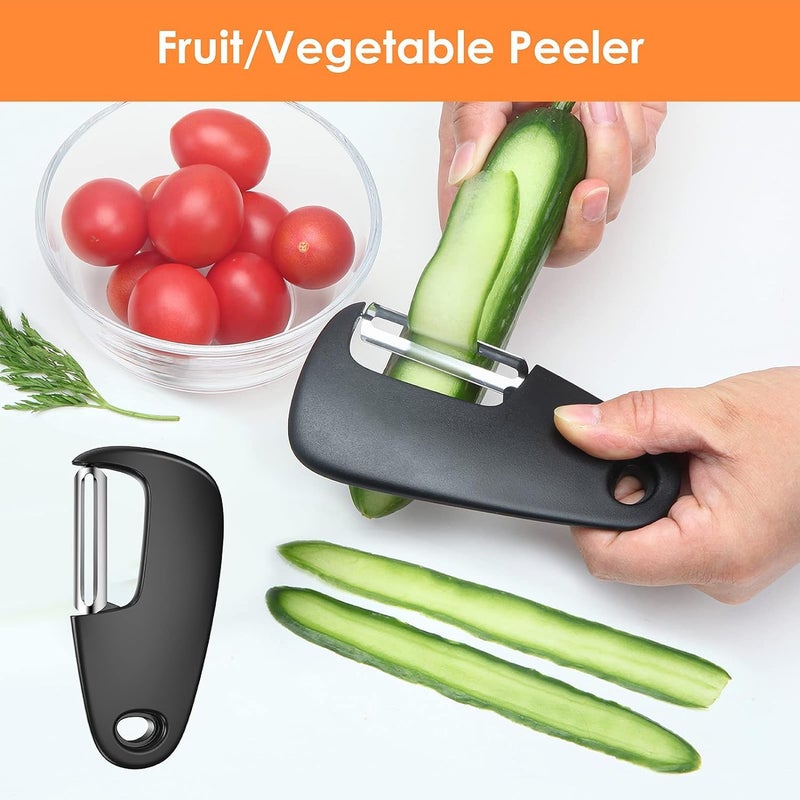 Meneflix Stackable 6pcs Kitchen Gadgets Set Space Saving Cheese Grater Bottle Opener Peeler Pizza Cutter Garlic Grinder Herb Stripper Black - Image 5