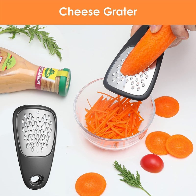 Meneflix Stackable 6pcs Kitchen Gadgets Set Space Saving Cheese Grater Bottle Opener Peeler Pizza Cutter Garlic Grinder Herb Stripper Black - Image 2