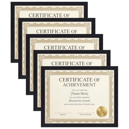 MEBRUDY 8.5 x 11 Picture Frame Set of 5, Black 8.5 by 11 Photo Frames Used for Certificate, Diploma, Document, Degree, Award, Wall Hanging or Tabletop Display - Image 1