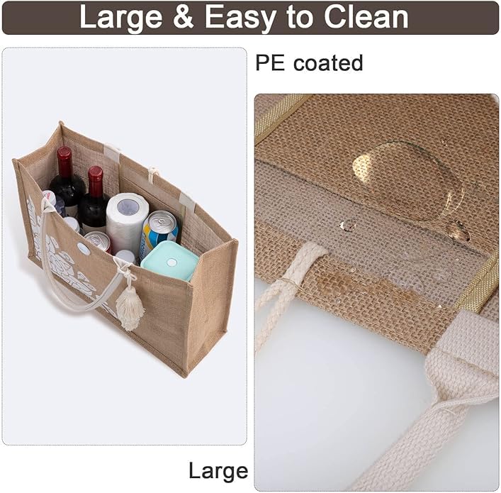 BLACKBOXES Jute Tote Bag for Women-Waterproof Beach Bag, Large Reusable Gift Bags, Gift Tote Bag for Her,Cute Tote Bag Pool Bag - Image 2