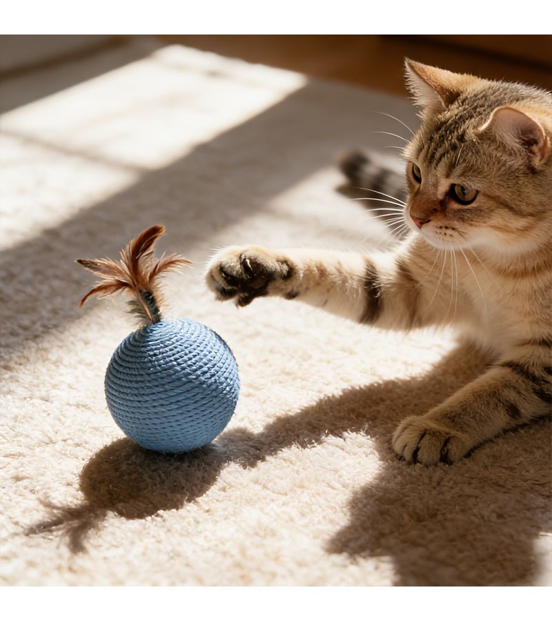 Brown Interactive Cat Toy Paper Rope Scratching Ball With Fun Sound - Image 4