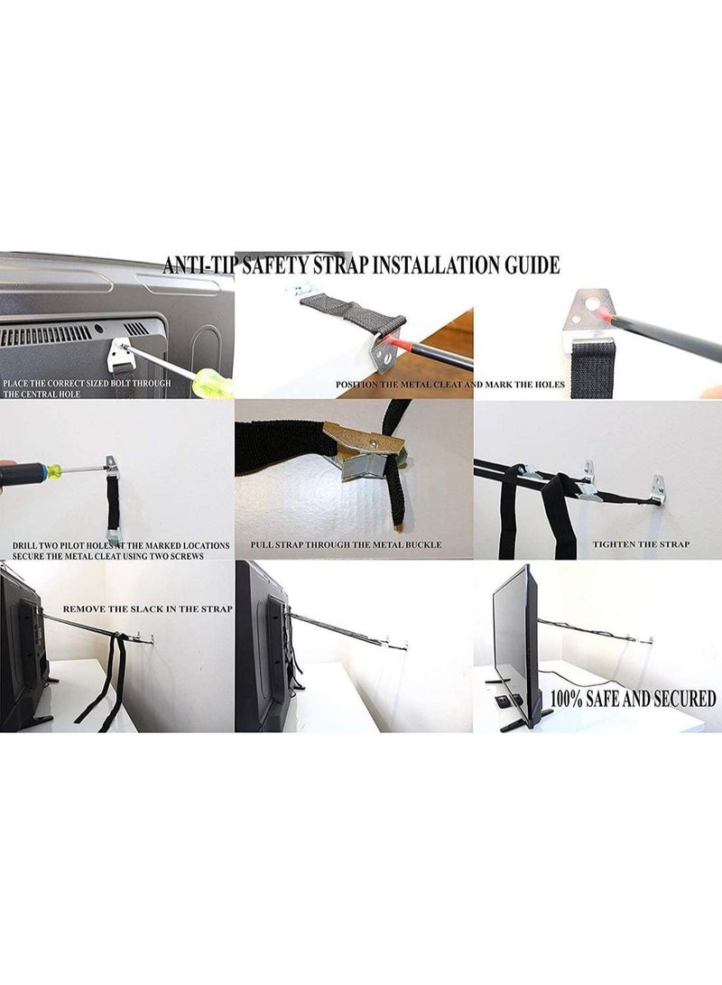 شواي أشرطة أمان للأطفال مضادة للانقلاب، عبوة من قطعتين من مثبتات الأثاث شديدة التحمل للتلفزيون ذي الشاشة المسطحة، والخزائن، والخزائن، ومجموعة حماية للأطفال مع أدوات معدنية - Image 4