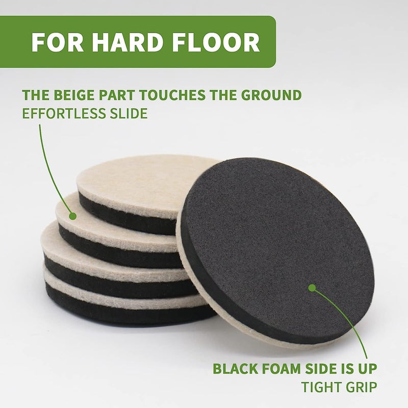 DIY Crafts 4, 3 INCH, 4 Pcs, Felt Furniture Sliders for Hardwood Floors 3 inch Furniture Moving Slider – Heavy Duty Felt Movers Sliders Chair Legs Floors Protectors 12mm Thick (for Hardw(4, 3 INCH) - Image 4