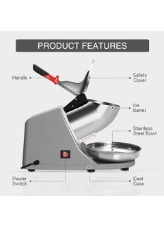 CARTIFY CARTIFY Electric Ice Crusher Machine with Three Blades Snow Cone Maker Gola Making Machine Sensor Shaved Ice Crusher Machine 300 Watts Ideal Use in Homes Cafes Stainless Steel  - Image 3