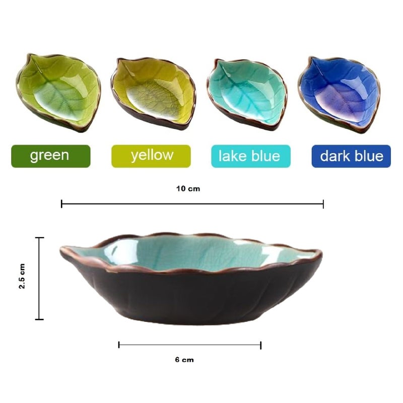 OLWICK® Household Small Ceramic Bowl Set | Creative Tableware Dipping Bowls | for Soy Sauce, Vinegar, Chutney, Sushi, Ketchup, Paste Jam |Bowl-N, Random, Set of 4, 100 ml, multicolour - Image 3