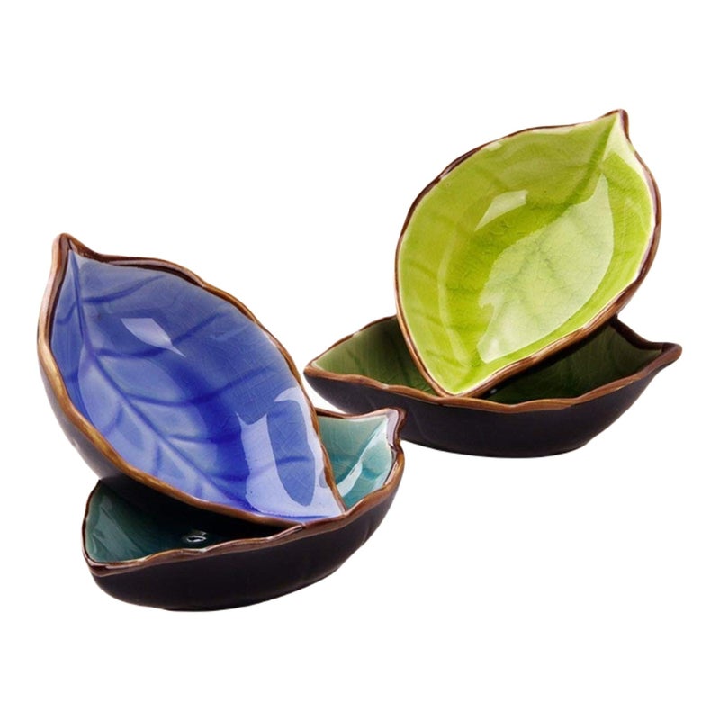 OLWICK® Household Small Ceramic Bowl Set | Creative Tableware Dipping Bowls | for Soy Sauce, Vinegar, Chutney, Sushi, Ketchup, Paste Jam |Bowl-N, Random, Set of 4, 100 ml, multicolour - Image 1