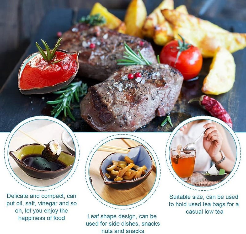 OLWICK® Household Small Ceramic Bowl Set | Creative Tableware Dipping Bowls | for Soy Sauce, Vinegar, Chutney, Sushi, Ketchup, Paste Jam |Bowl-N, Random, Set of 4, 100 ml, multicolour - Image 5