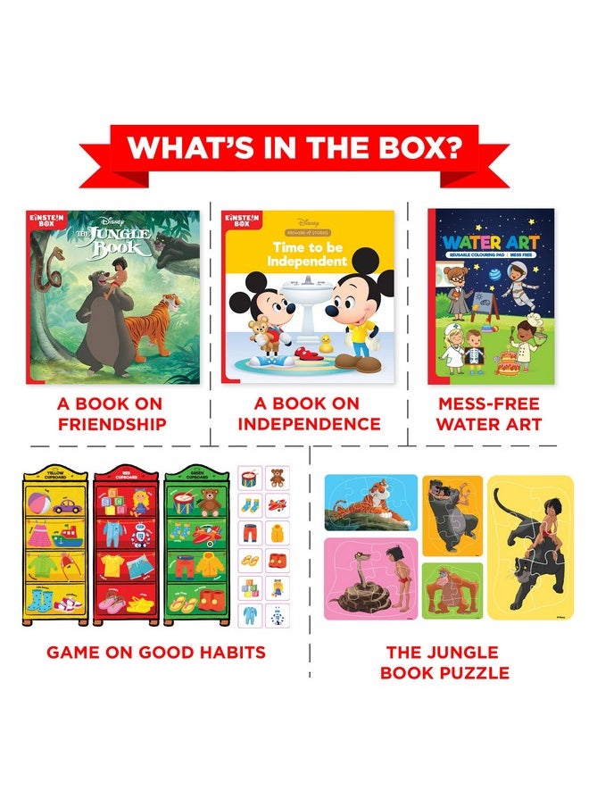 Einstein Box Einstein Box Featuring Disney for 3-Year Old Boys & Girls | Educational Disney Toys/Gifts for 3 Year Old Kids | Board Books and Fun Games Gift Pack | Learning and Educational Gift of Toys and Games |  - Image 2