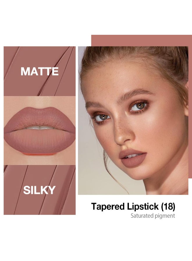 evpct Nuetral Nude Gradient Matte Lipstick Lip Liner Crayon Combo Pencil Set for Older Women Long Lasting Waterproof Matte Brown Nude Cream Lip Liner and Lipstick Combo Makeup Flawless Ombre Effect - Image 4
