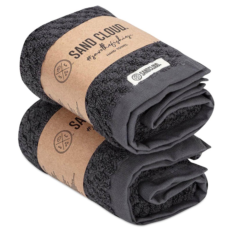 Sand Cloud Turkish Bath Towels for Bathroom, Set of 2 (Atom Charcoal, Large) - Luxury Soft Linen Turkish Organic Cotton is Luxurious & Absorbent - Premium Shower & Bathroom Towels Dry Faster - Image 1