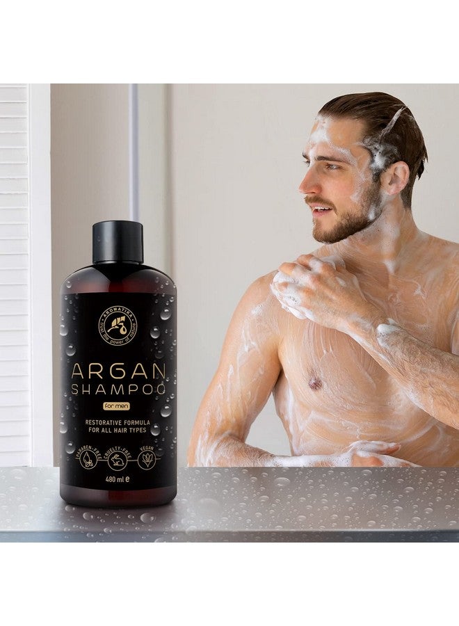 Aromatika Argan Oil Shampoo For Men 16.2 Fl Oz With Natural Argan Oil & Herbal Extracts For All Hair Types Special Restorative Formula For Men Hair Care - Image 4