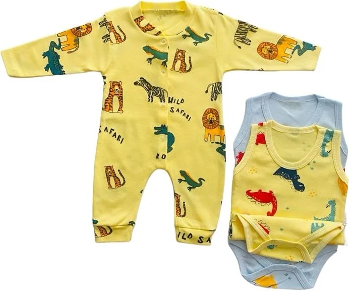 مياكيدزورلد Baby Bodysuit Undershirt Cotton Snap Fastener Body Baby Set Soft Textured 3 Piece Set Newborn