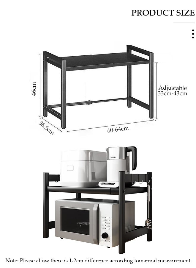 DUNISO رف فرن الميكروويف، رف فرن الميكروويف، رف ميكروويف قابل للتمدد أفقيًا، رف حامل محمصة لمستلزمات المطبخ، منظم طاولة المطبخ لفرن محمصة طباخ الأرز - Image 2