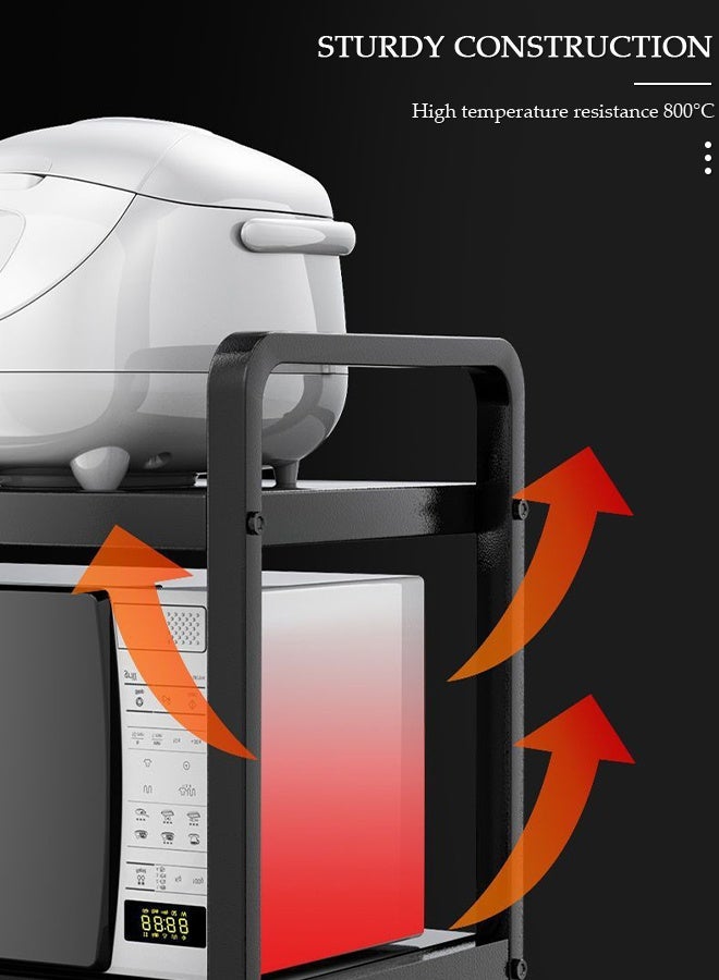 DUNISO رف فرن الميكروويف، رف فرن الميكروويف، رف ميكروويف قابل للتمدد أفقيًا، رف حامل محمصة لمستلزمات المطبخ، منظم طاولة المطبخ لفرن محمصة طباخ الأرز - Image 3