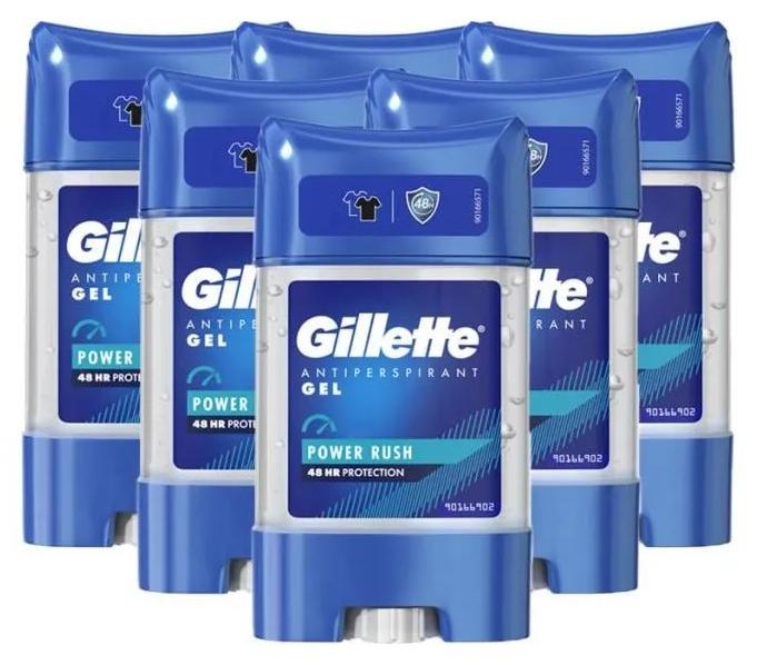 Gillette Antiperspirant Gel Power Rush 48H Protection 70ml x 6pcs - Image 1