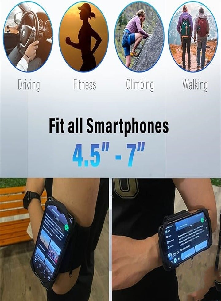 حامل هاتف متعدد الوظائف للجري، دوران 360 درجة وسوار رياضي قابل للفصل مع سلسلة مفاتيح - Image 4