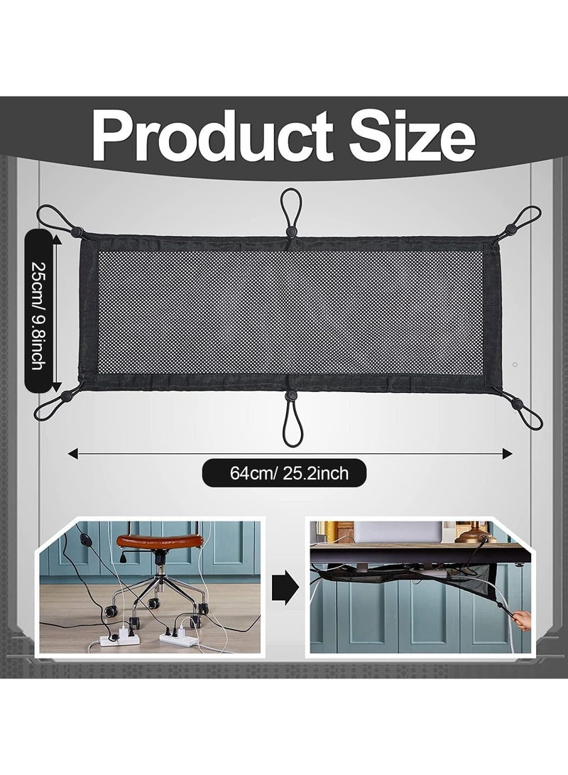 Fasola Under Desk Cord Organizer, Cable Management Organizer Net, 25.2"X9.8", Includes 1 Cable Net, 6 Hooks and 6 Screws, Invisible Desk Cord Storage Solution for Hiding Wires in Home Office Setups (Black) - Image 2