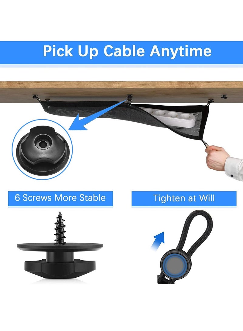 Fasola Under Desk Cord Organizer, Cable Management Organizer Net, 25.2"X9.8", Includes 1 Cable Net, 6 Hooks and 6 Screws, Invisible Desk Cord Storage Solution for Hiding Wires in Home Office Setups (Black) - Image 4