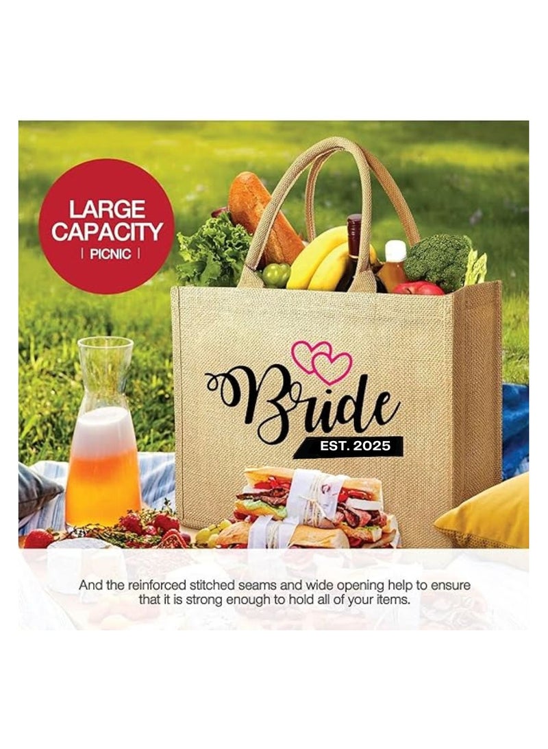 PRINTSHOP4ME Jute Tote Bag-Bride Est-Wedding Party Gift Bag For Bridesmaids And Guests-Wedding Party Favors - Image 4